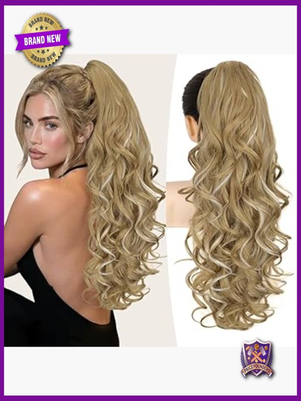 24 Inch Clip In Ponytail Extension Wavy Long Thick Hairpiece